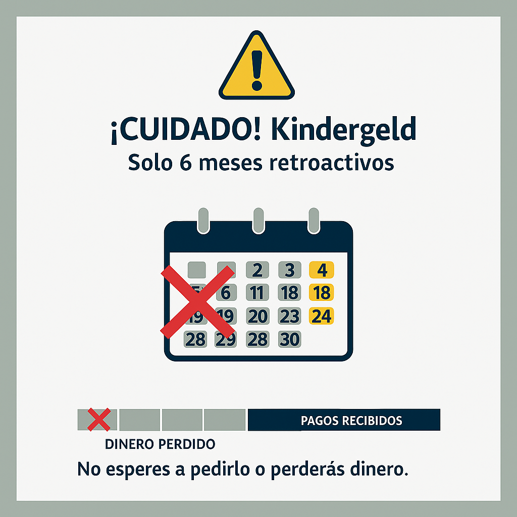 Infografía de alerta: Kindergeld retroactivo en Alemania solo 6 meses