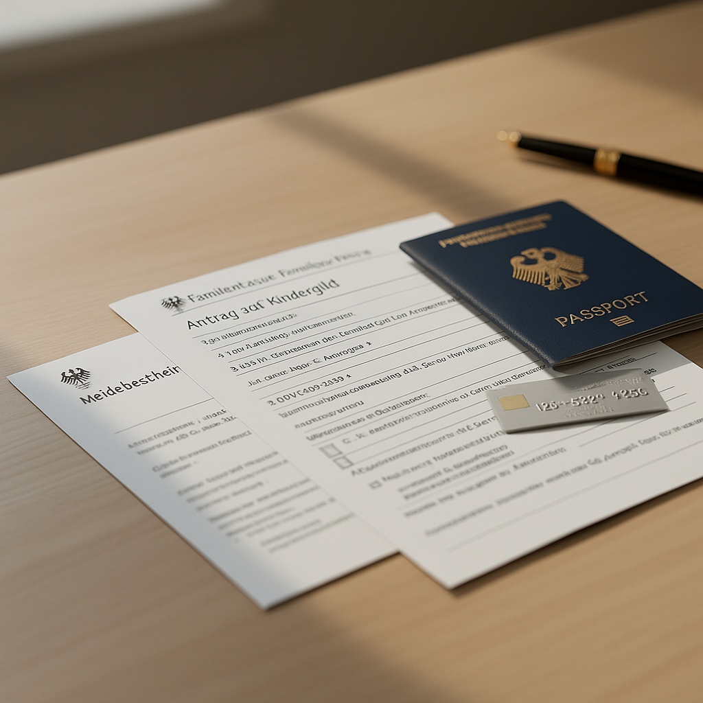 Documentos necesarios para solicitar el Kindergeld en Alemania: formulario, pasaporte, cuenta bancaria